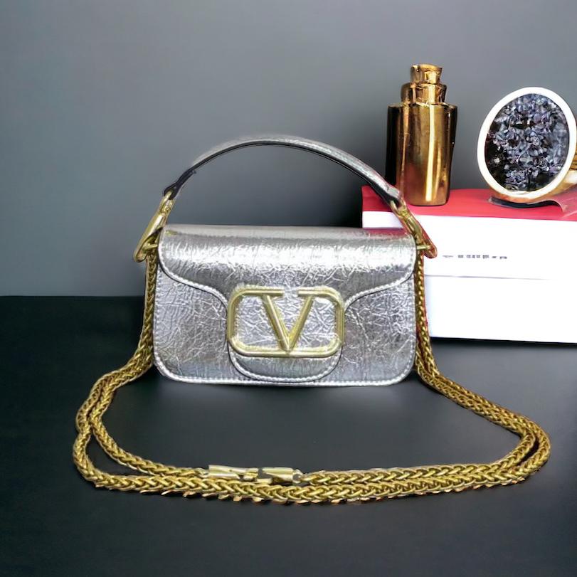 Valentino Silver Small Loco Sling Bag (With Box)