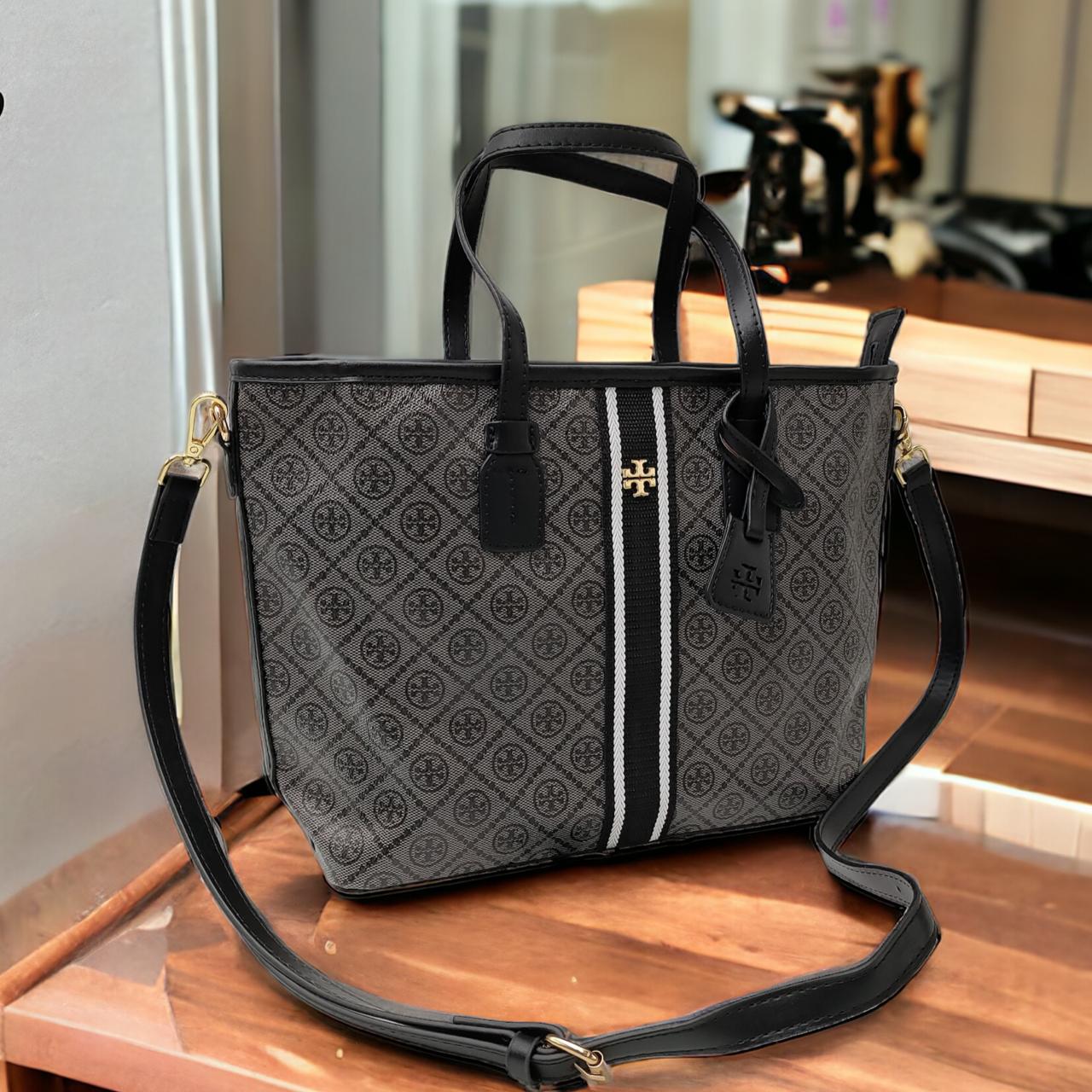 Tory Burch Black T Monogram Tote Bag