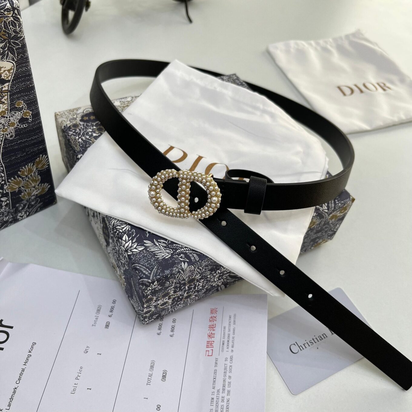 Dior CD Golden Pearl Logo Ladies Belt