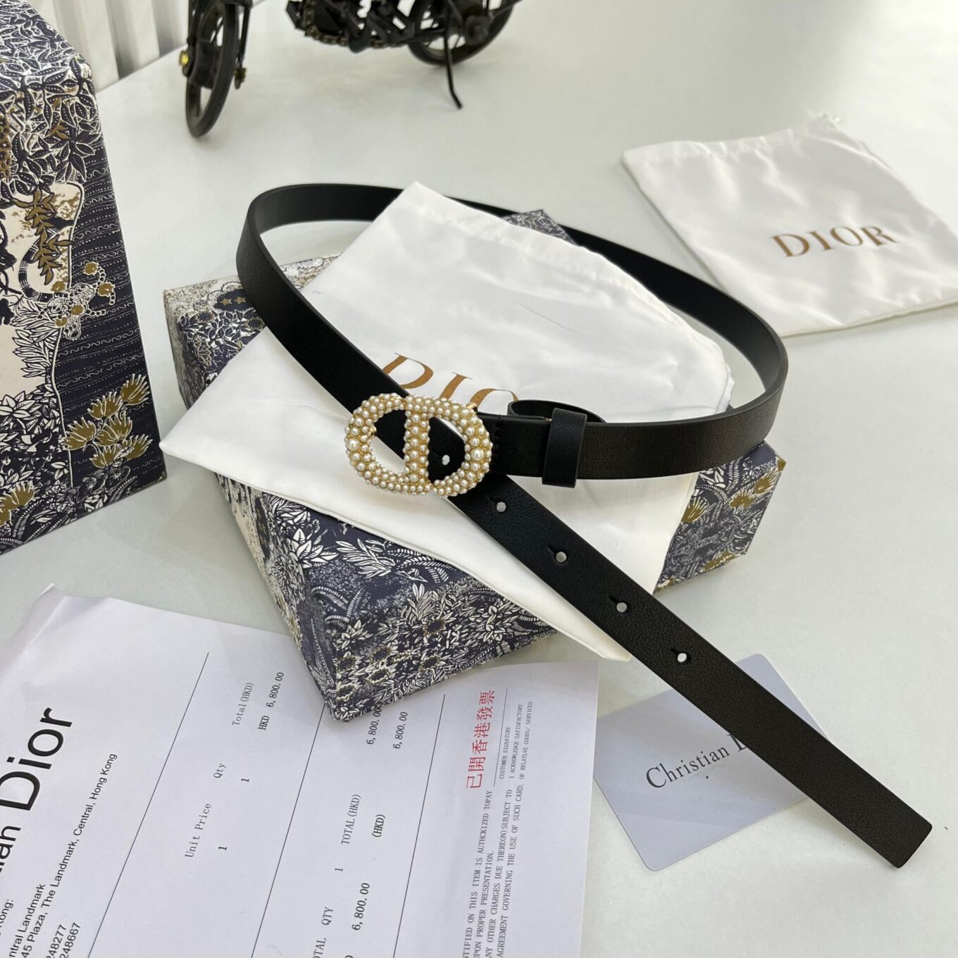 Dior CD Golden Pearl Logo Ladies Belt