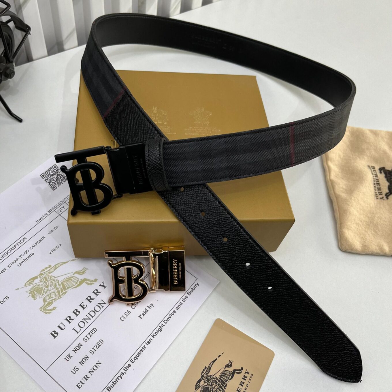 Burberry TB Signature Double Buckle Men's Belt