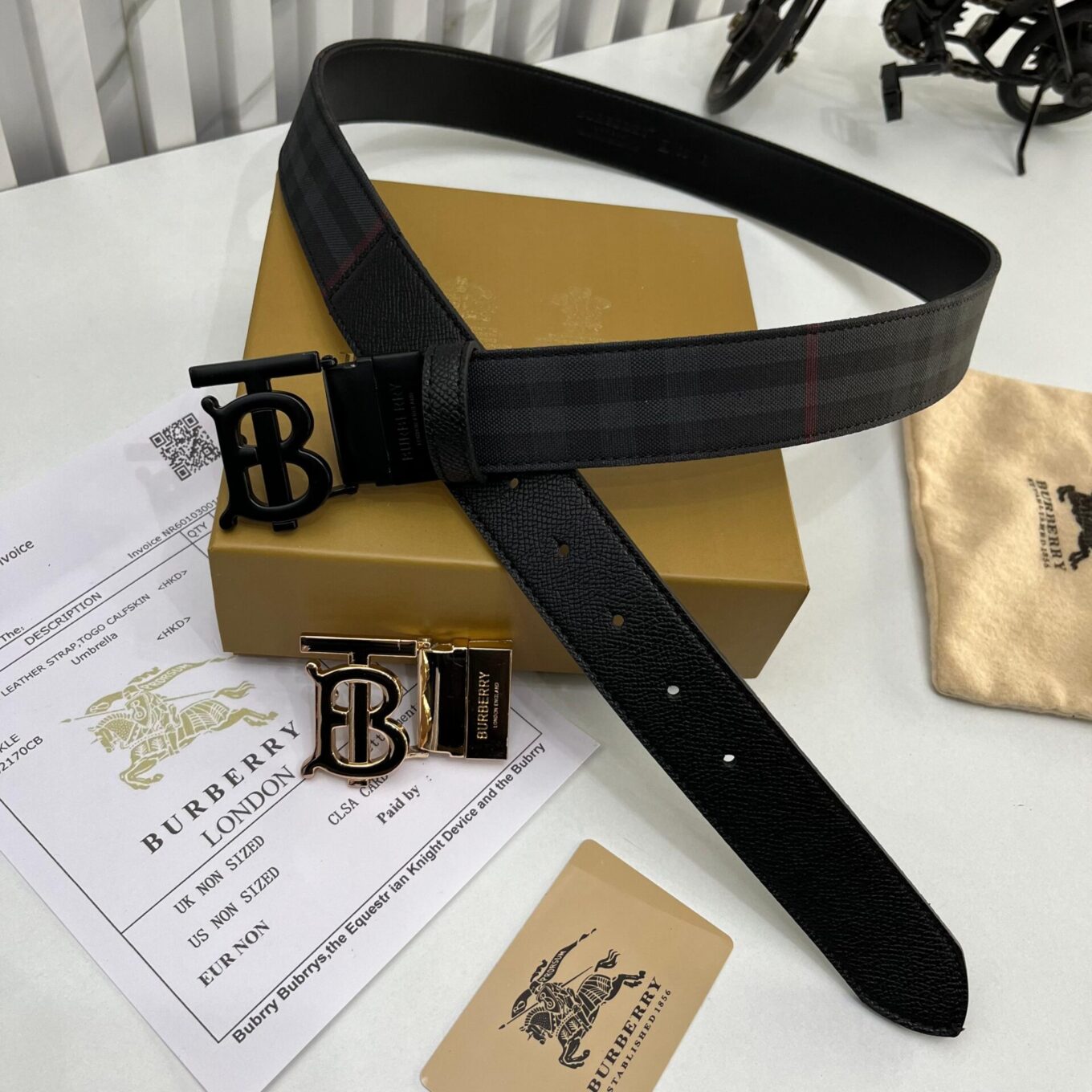 Burberry TB Signature Double Buckle Men's Belt