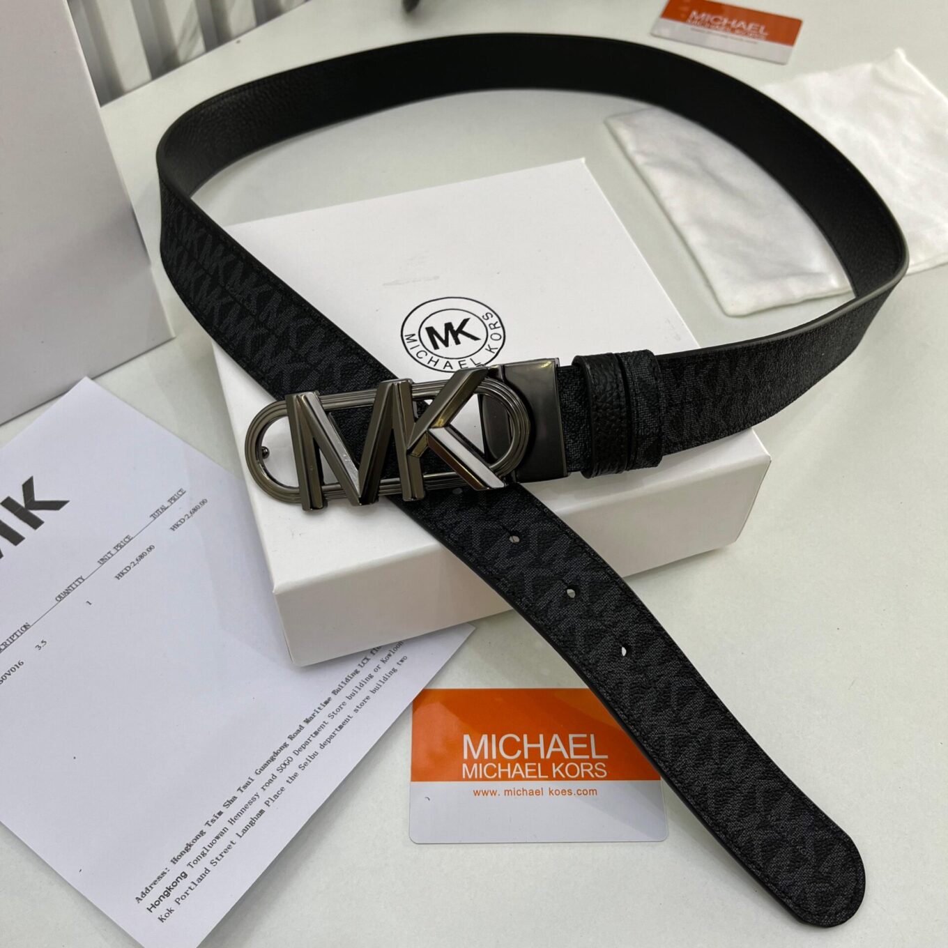 Michael Kors Signature logo Black Unisex Belt