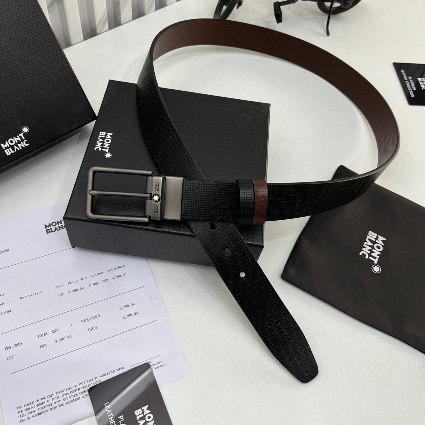 Montblanc Black Brown reversible Formal Mens Belt