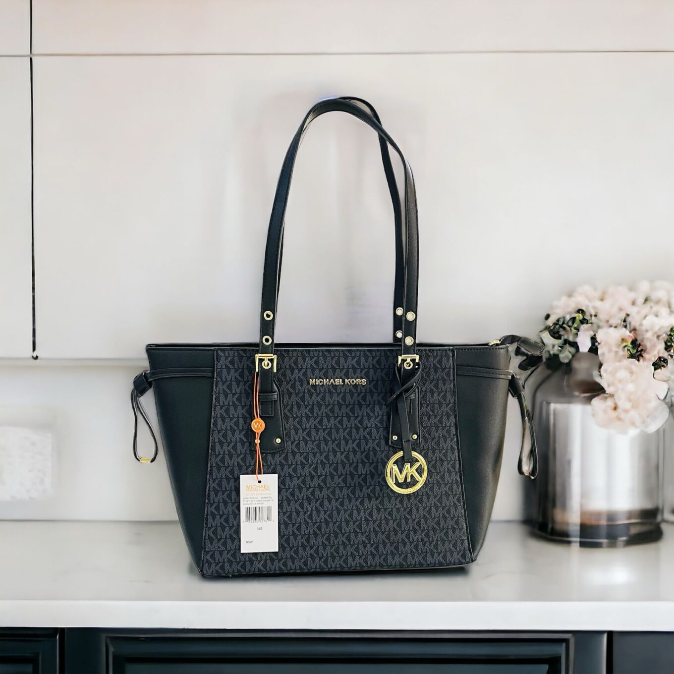 Michael Kors Voyager Black Monogram Tote Bag