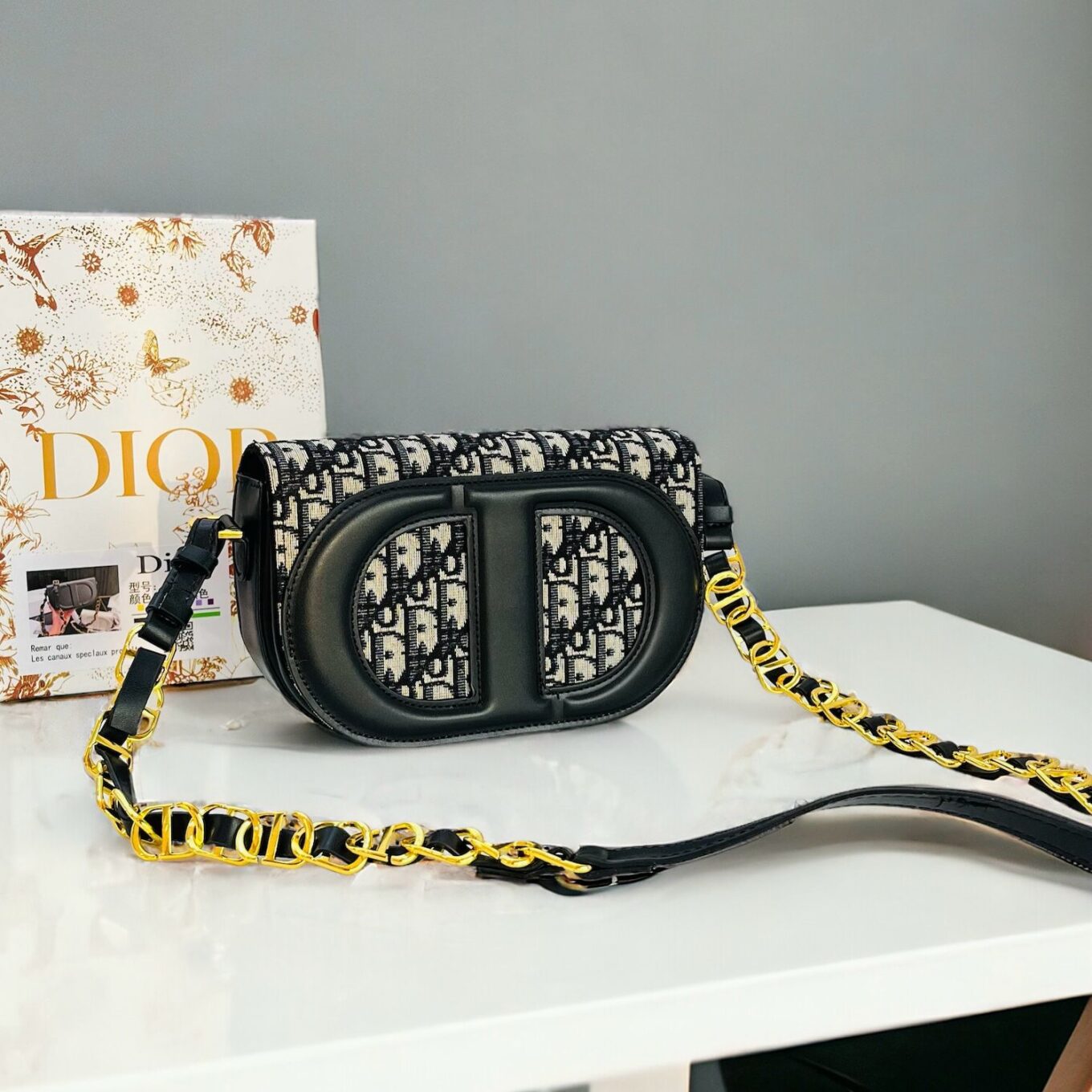 Christian Dior CD Black Signature Sling Bag (With Box)