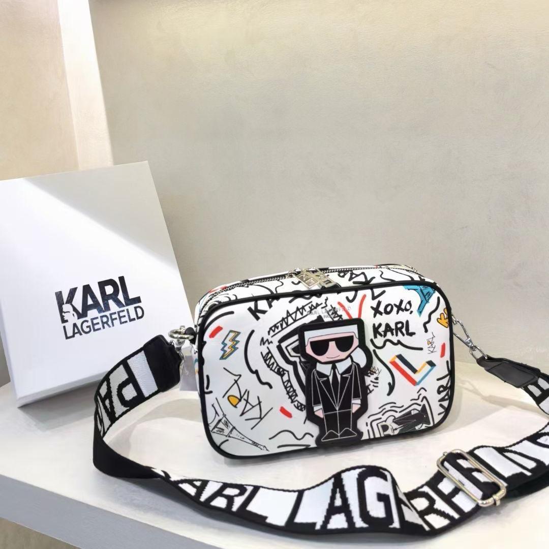 Karl Legarfeld Paris Maybelle White Black Sling Bag (With Box)