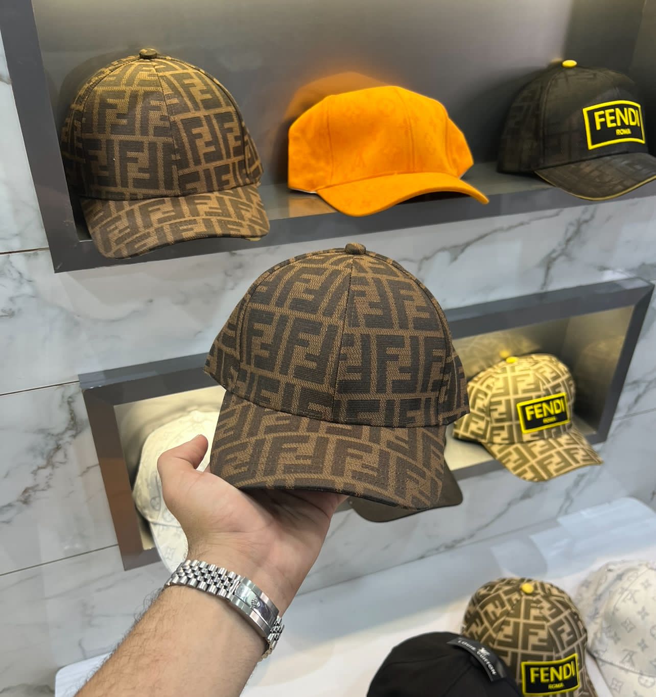 Fendi Brown Baseball Cap