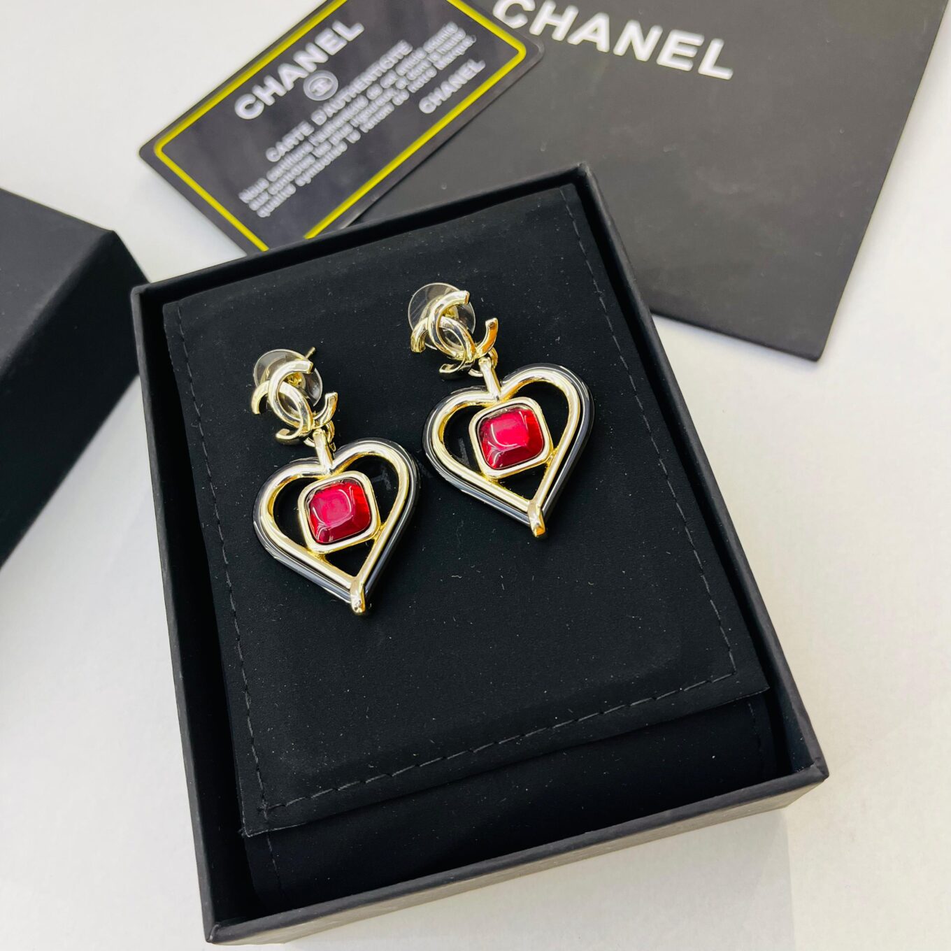 Chanel Spring Heart Red Stone Earring