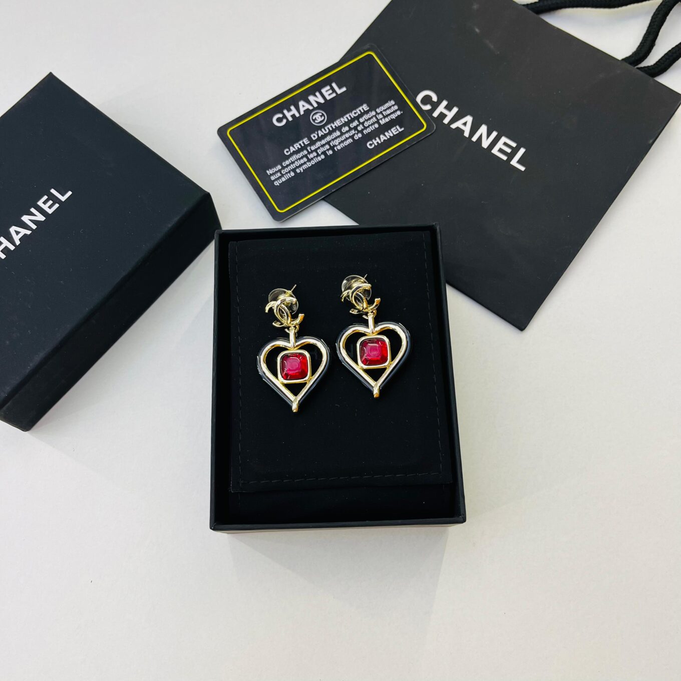 Chanel Spring Heart Red Stone Earring