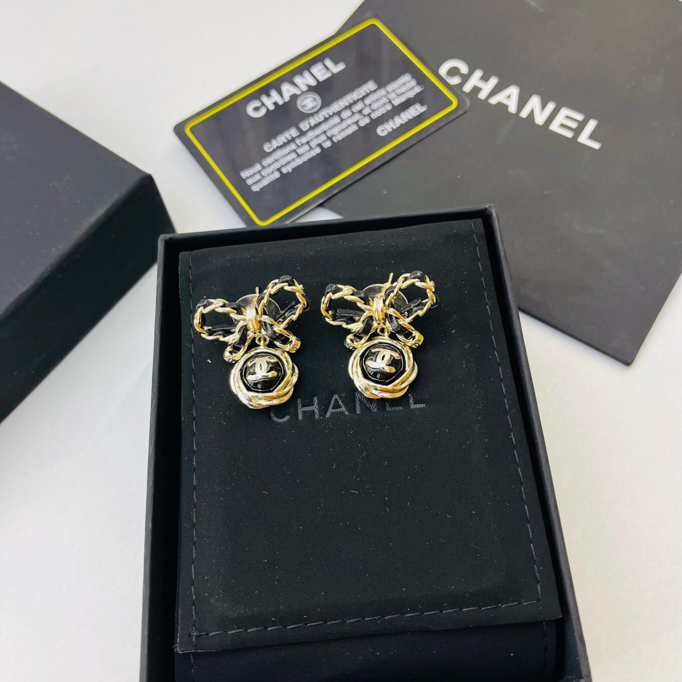Chanel Spring Summer Bow Black Earring