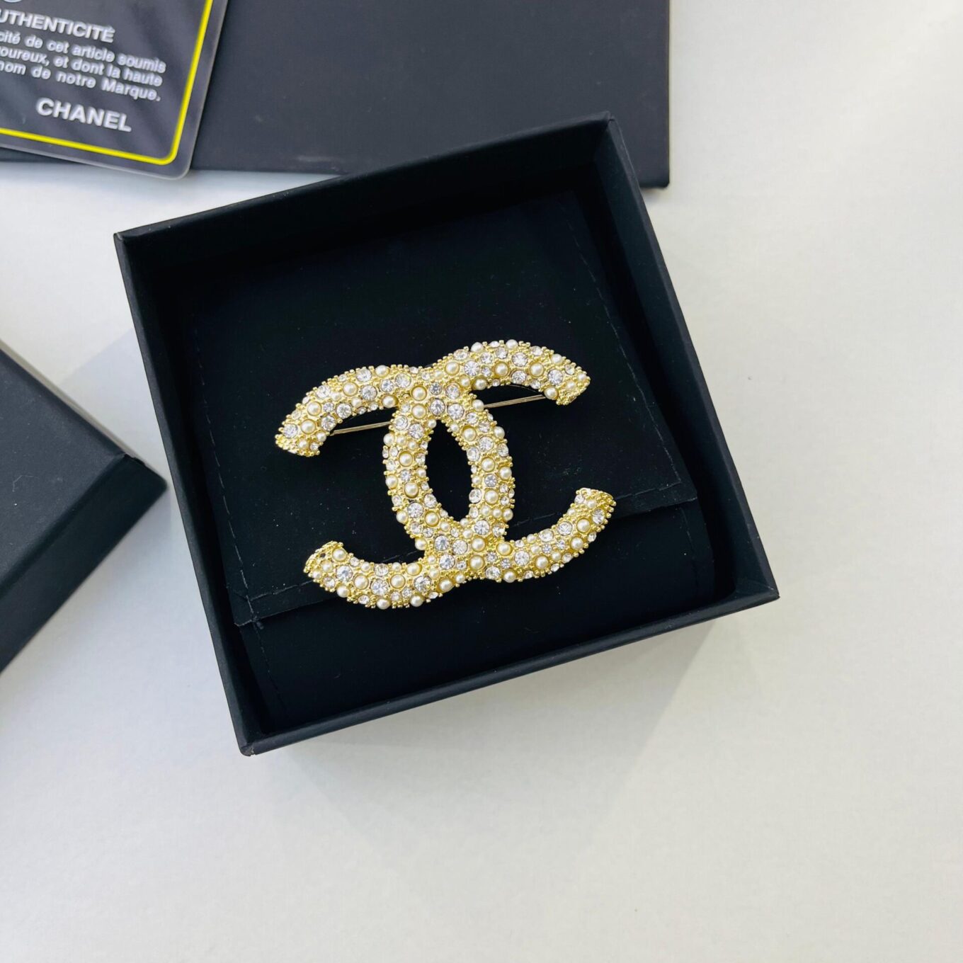 Chanel Golden Pearl Diamond Studded Brooch