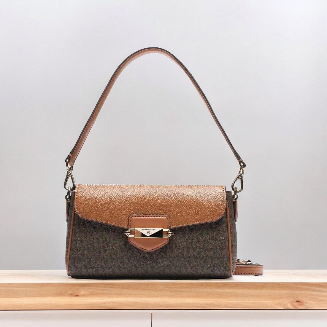 Michael Kors Fleur Coffee Brown Shoulder Bag