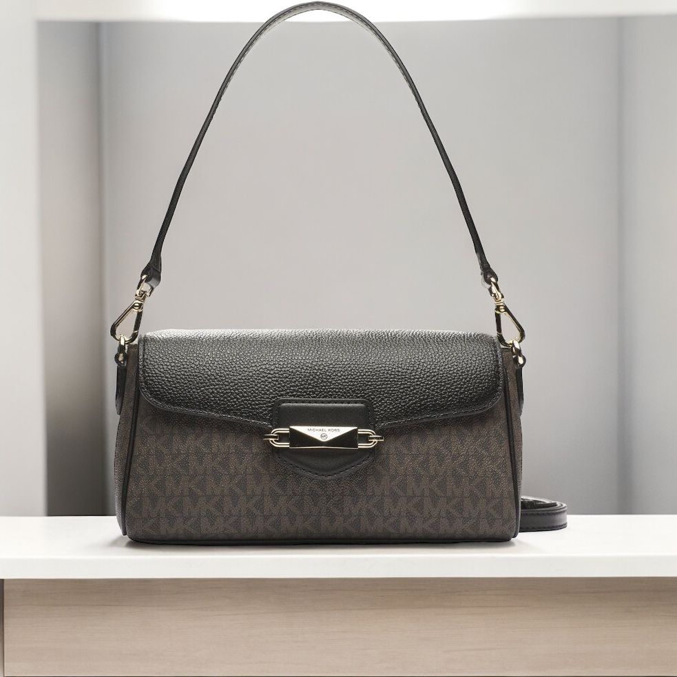 Michael Kors Fleur Coffee Black Shoulder Bag