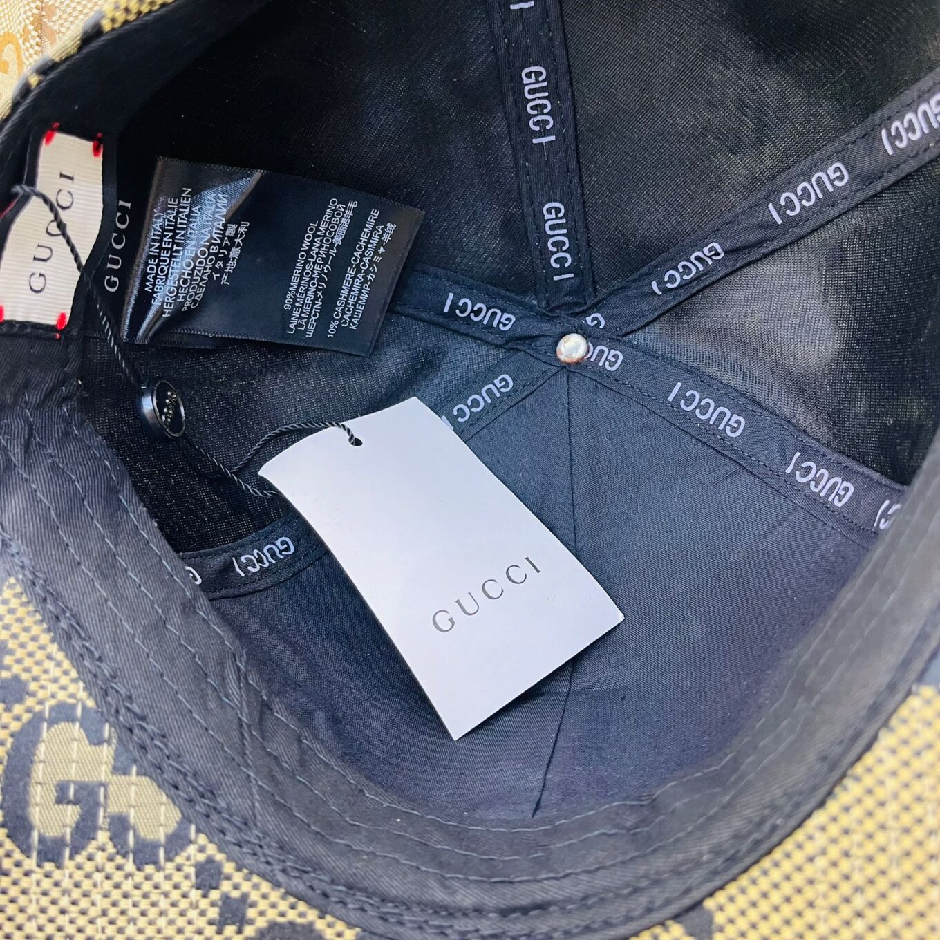 Gucci Apricot Black Monogram Baseball Cap