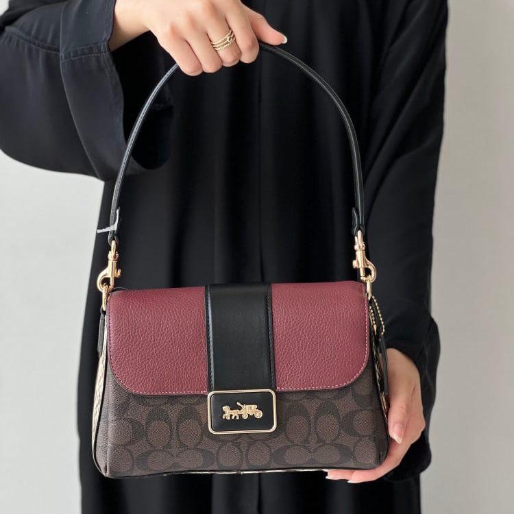 Coach Grace Large Coffee Red Shoulder Bag (With Box)