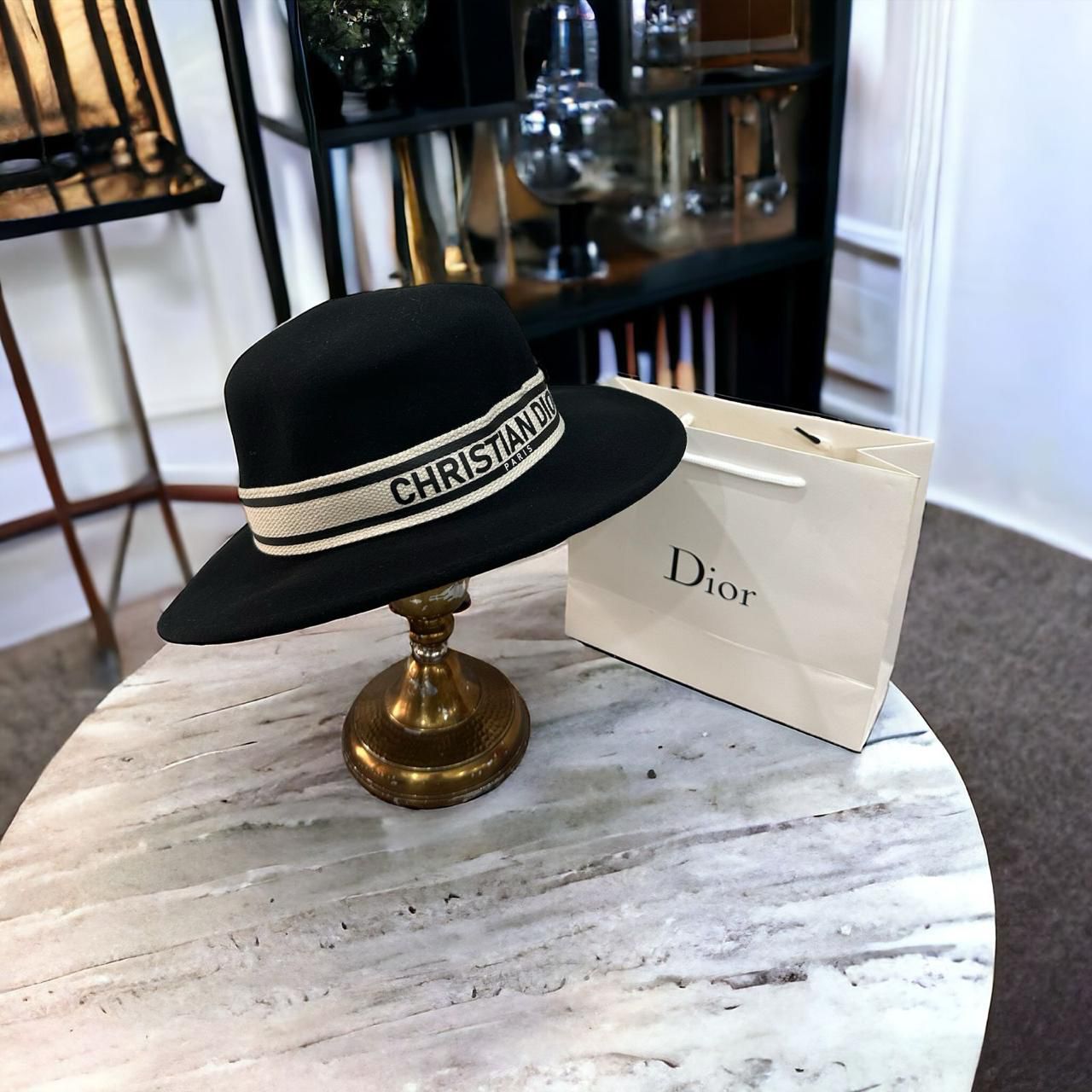 Christian Dior Black Beige Hat