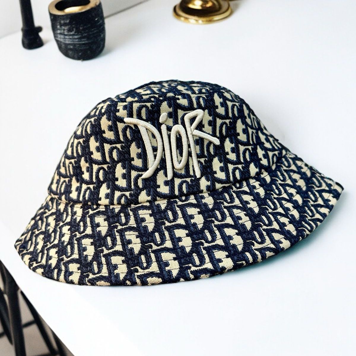 Christian Dior Blue Embroidery Hat