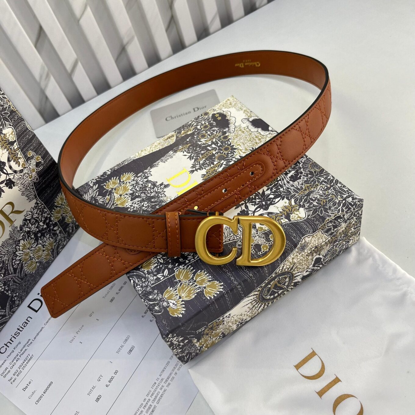 Dior CD Embossed Brown Women's Belt