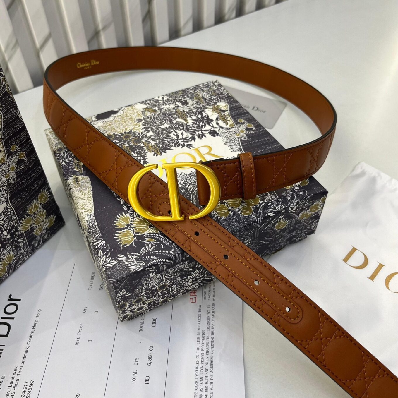 Dior CD signature Embossed Brown Women's Belt