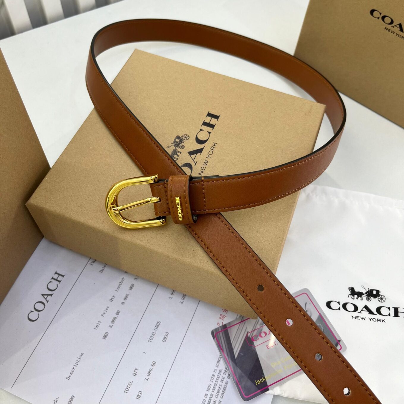 Coach Brown Formal Pin Buckle Unisex Belt