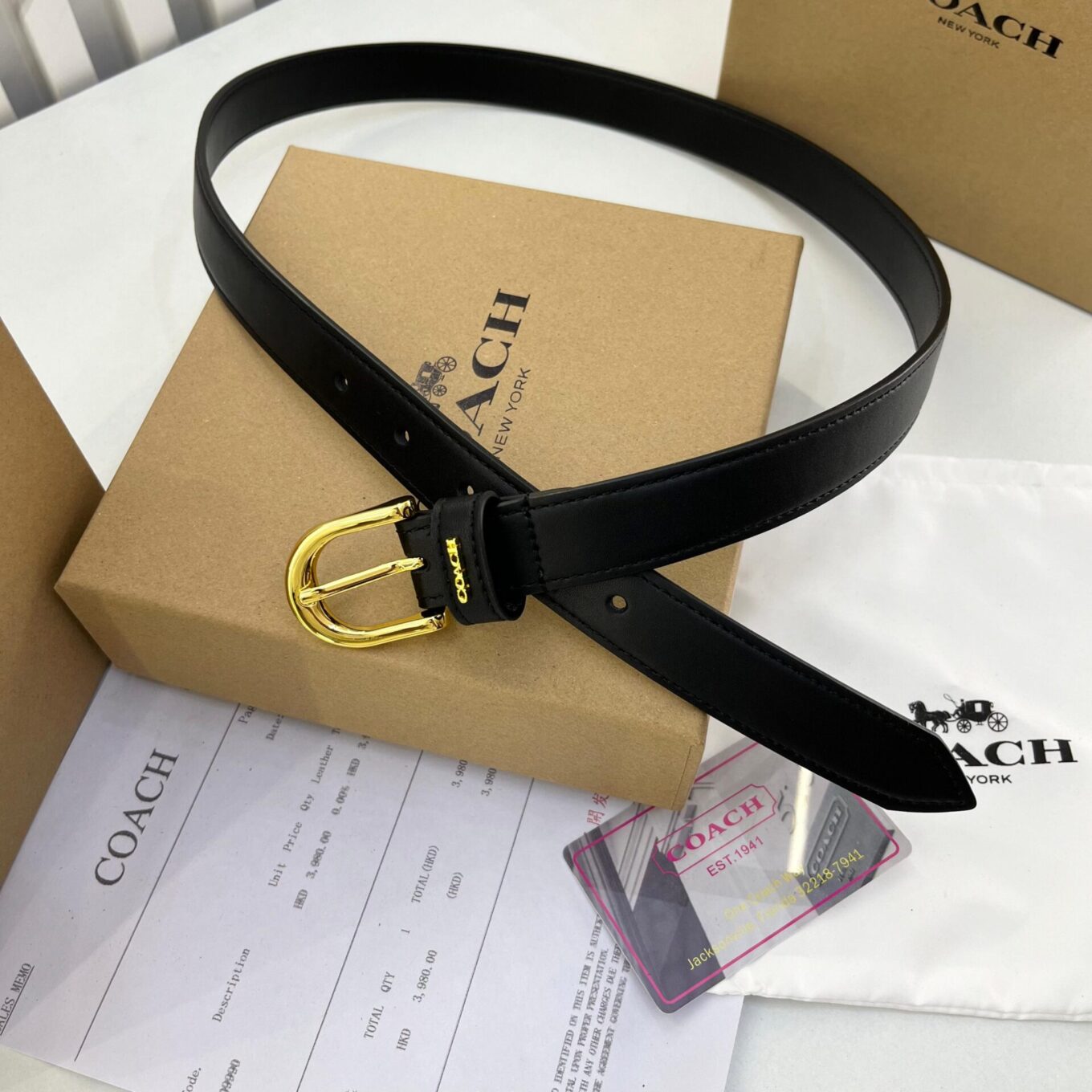 Coach Black Formal Pin Buckle Unisex Belt