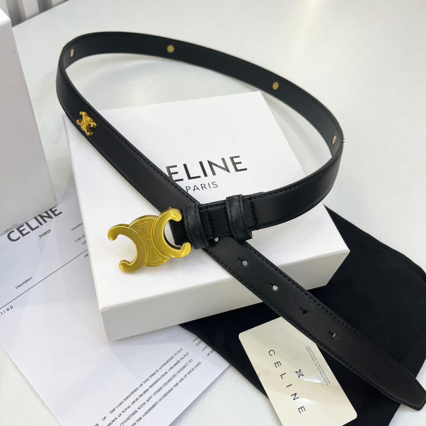 WhatsApp Image 2024-06-05 at 6.49.56 PM Celine Black Logo Triomphe Women’s Belt