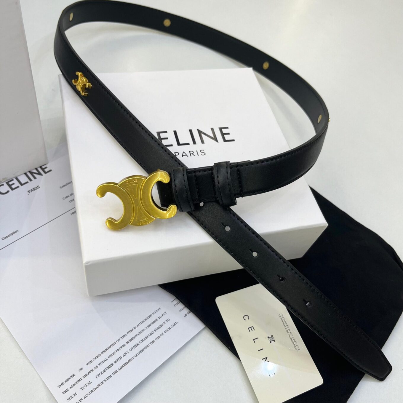 WhatsApp Image 2024-06-05 at 6.49.57 PM Celine Black Logo Triomphe Women’s Belt