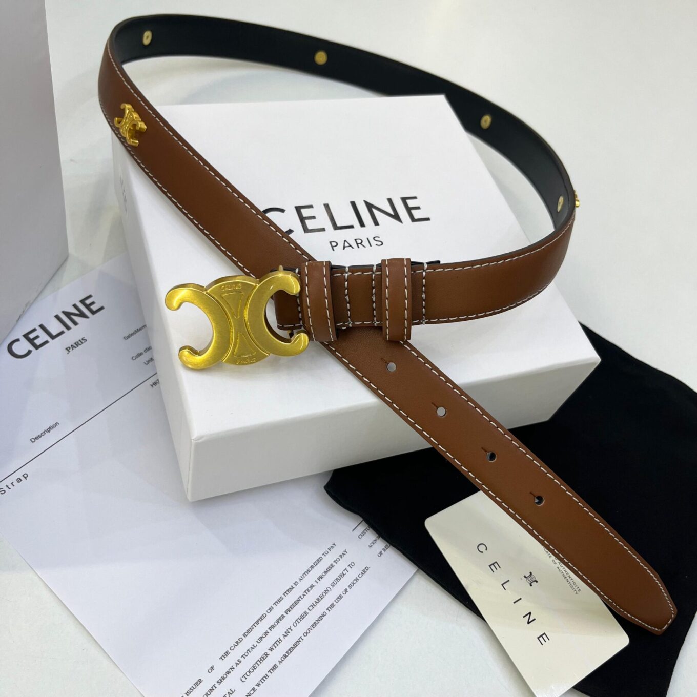 Celine Brown Logo Triomphe Women’s Belt