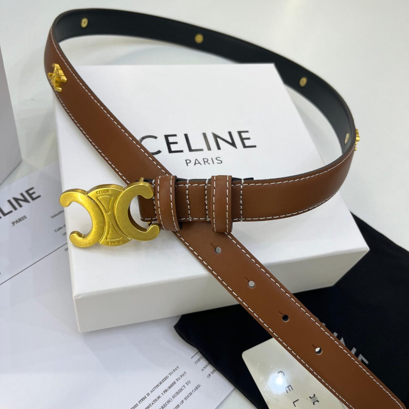 Celine Brown Logo Triomphe Women’s Belt