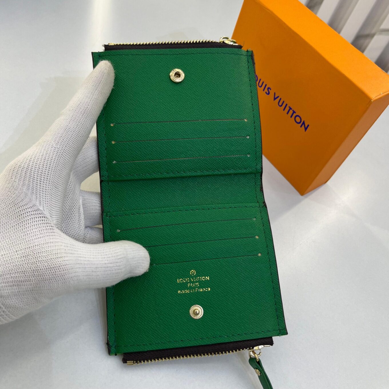 Louis Vuitton Half Fold Green Inside Unisex Wallet