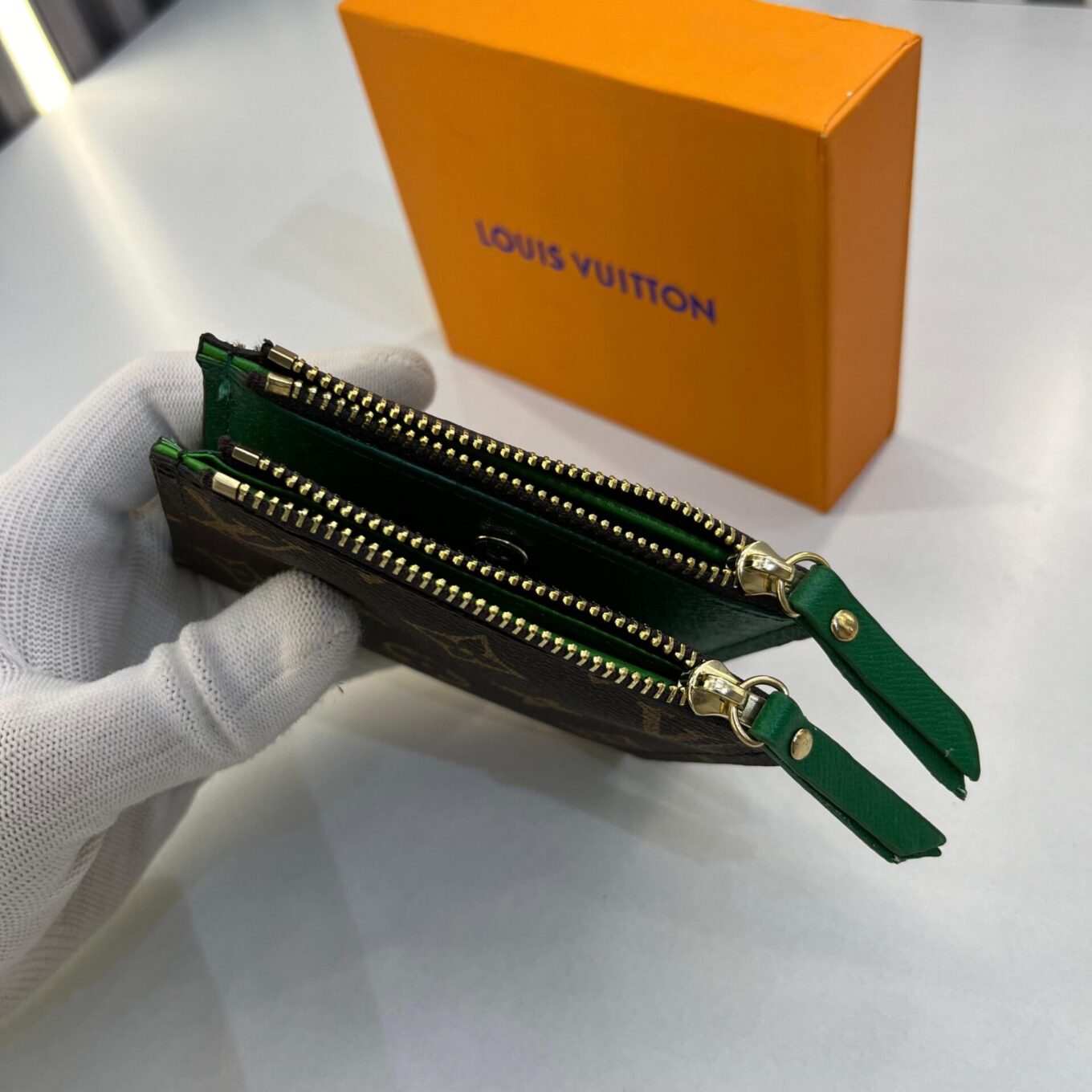 Louis Vuitton Half Fold Green Inside Unisex Wallet