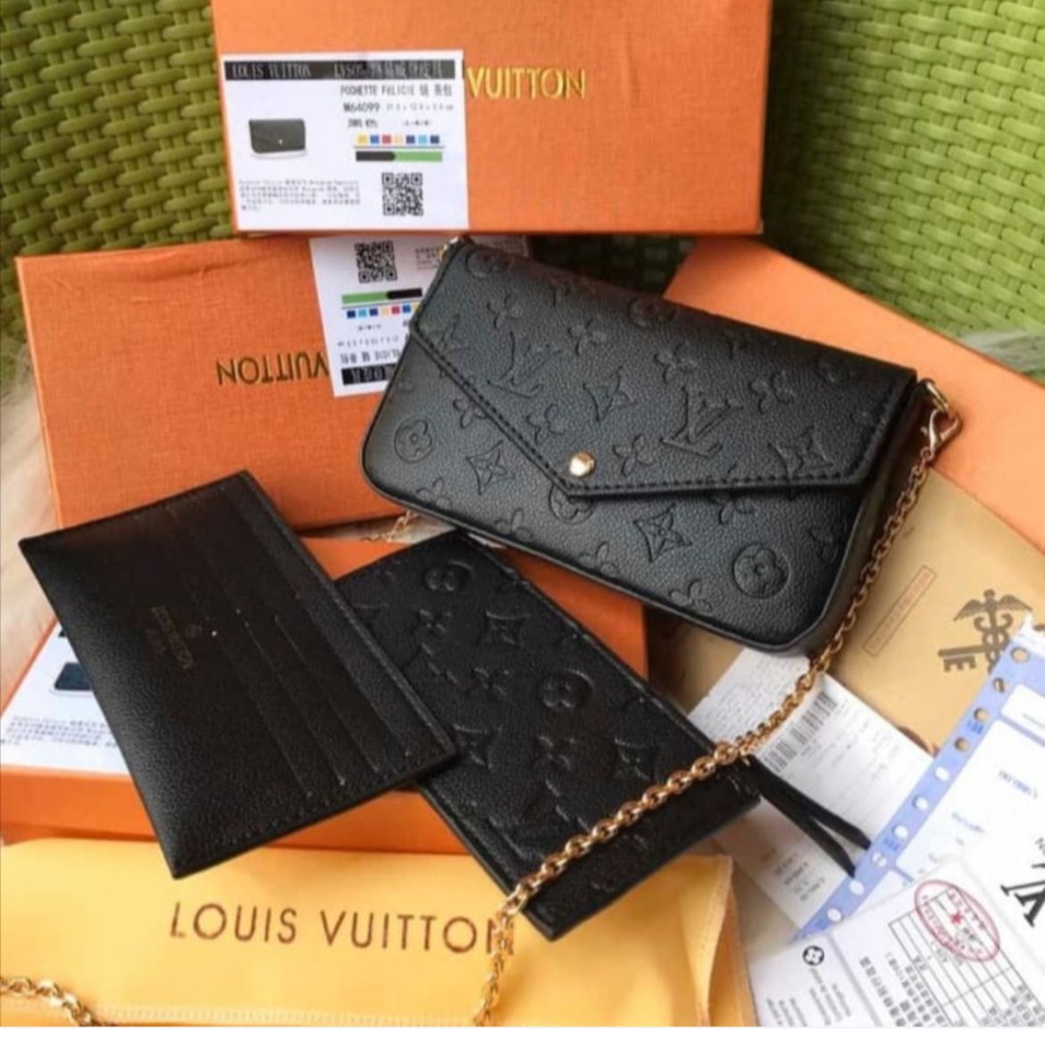 WhatsApp Image 2024-06-26 at 6.45.36 PM Louis Vuitton Felicie Black Embossed Sling Bag (With Box)
