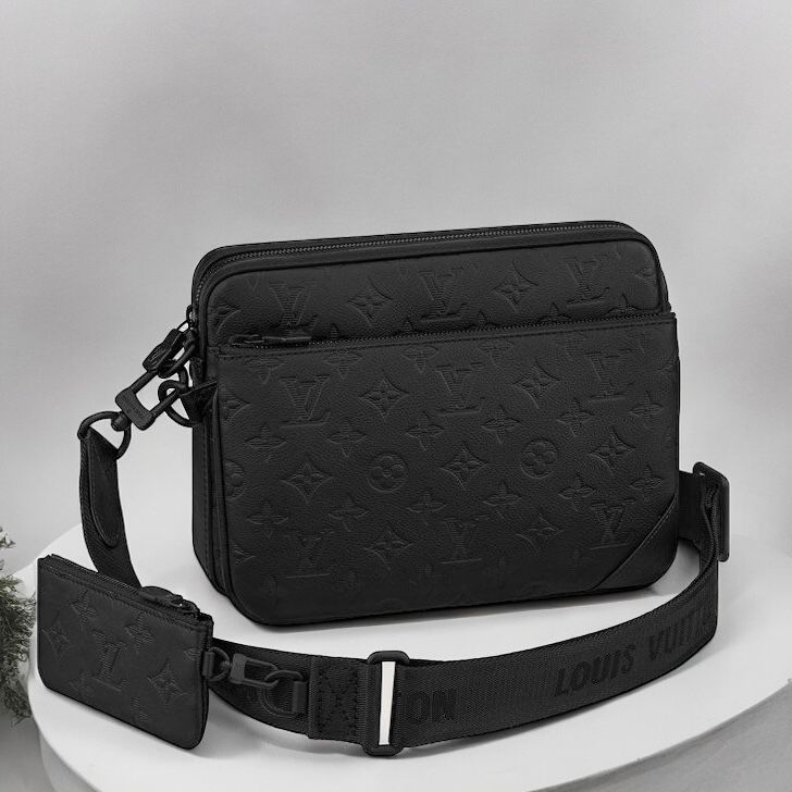 Louis Vuitton Trio Black Embossed Messenger Bag