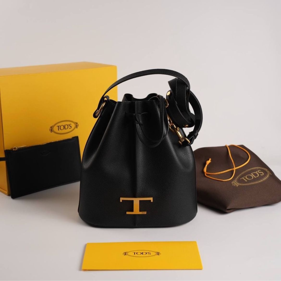 Tods T-Timeless Black Bucket Leather Bag Premium Quality (With Box)