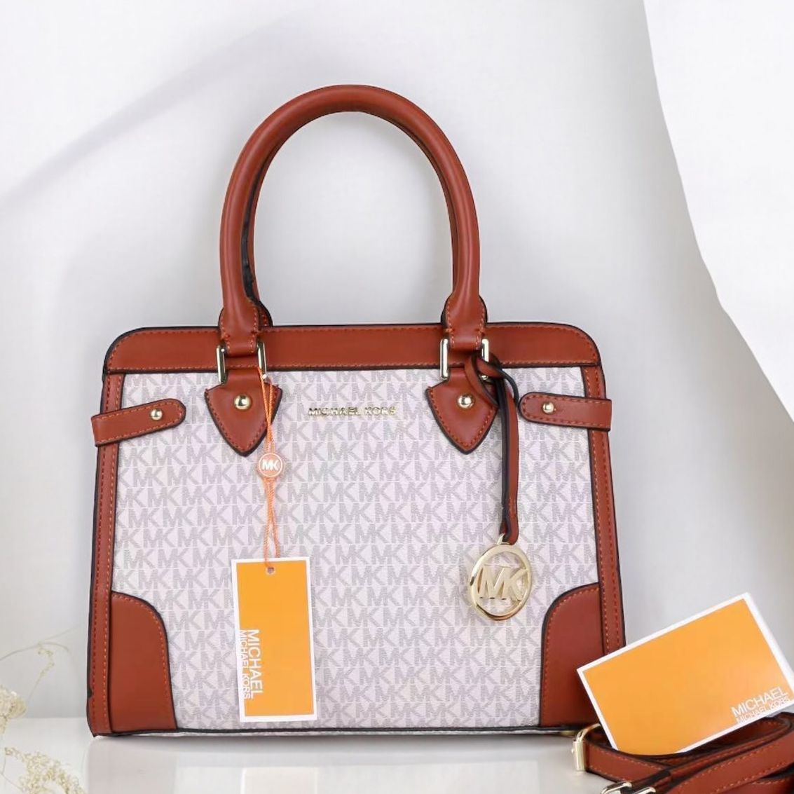 Michael Kors Rowan Beige Satchel Handbag