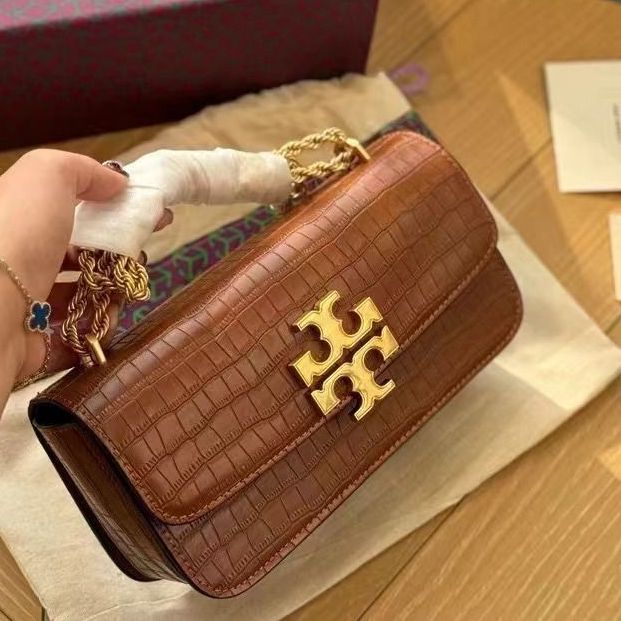 Tory Burch Brown Croco Sling Bag (With Double Box)