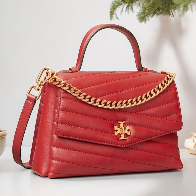 Tory Burch Red Kira Chevron Top Handle Bag (With Box)