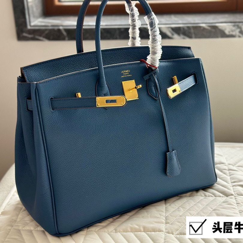 Hermes Birkin 35 cm Royal Blue Premium Handbag (With Double Box)