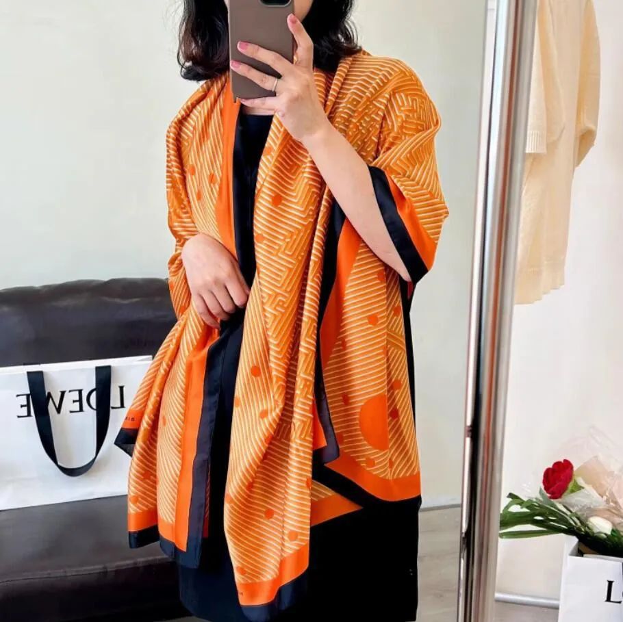Hermes Orange Silk Stole