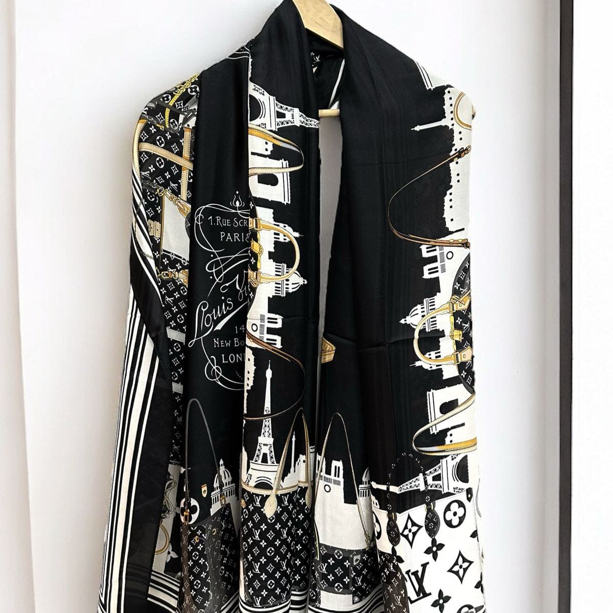 Louis Vuitton Black Mono Silk Stole