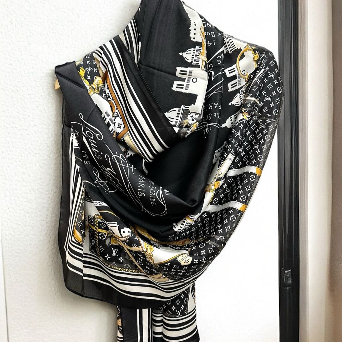Louis Vuitton Black Mono Silk Stole