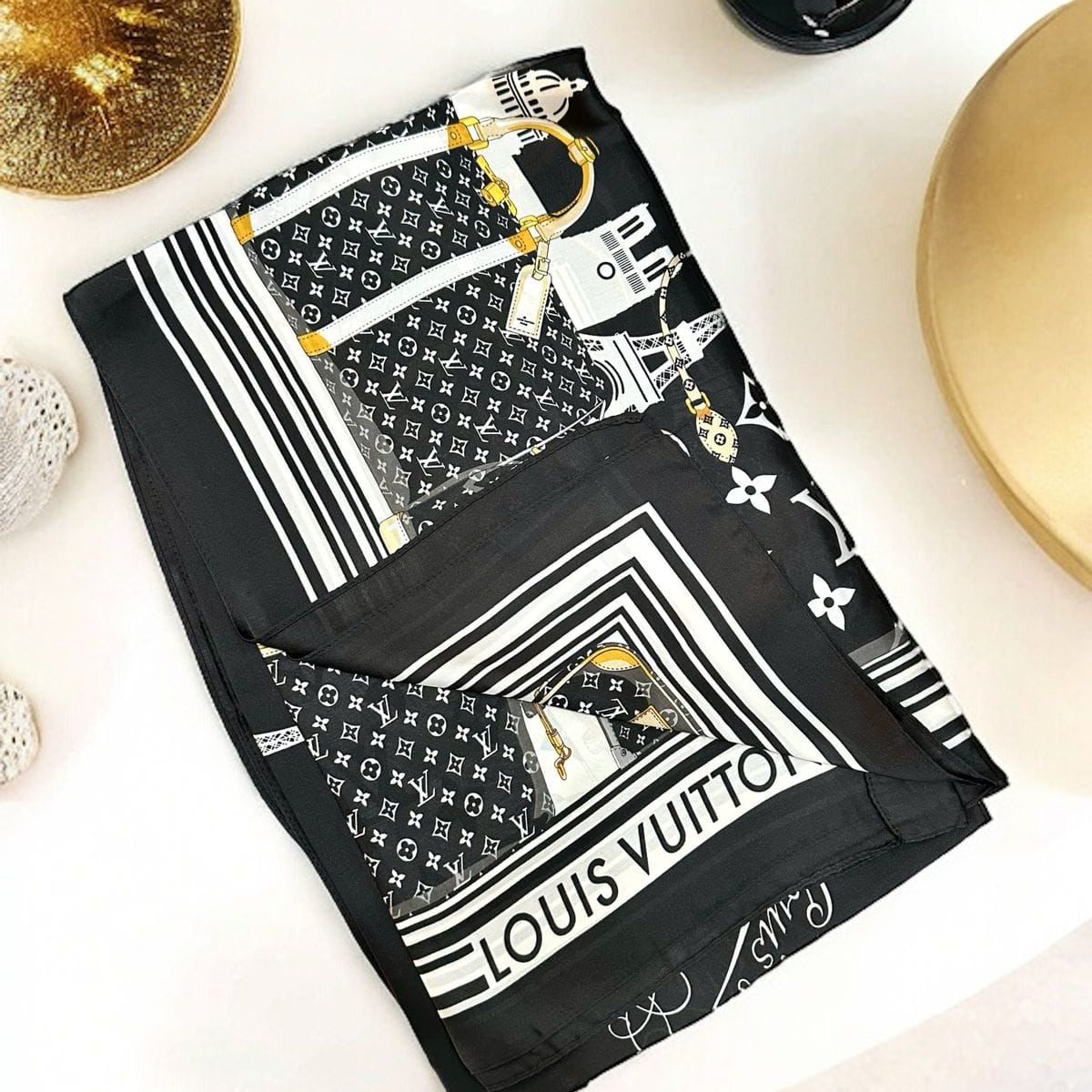 Louis Vuitton Black Mono Silk Stole