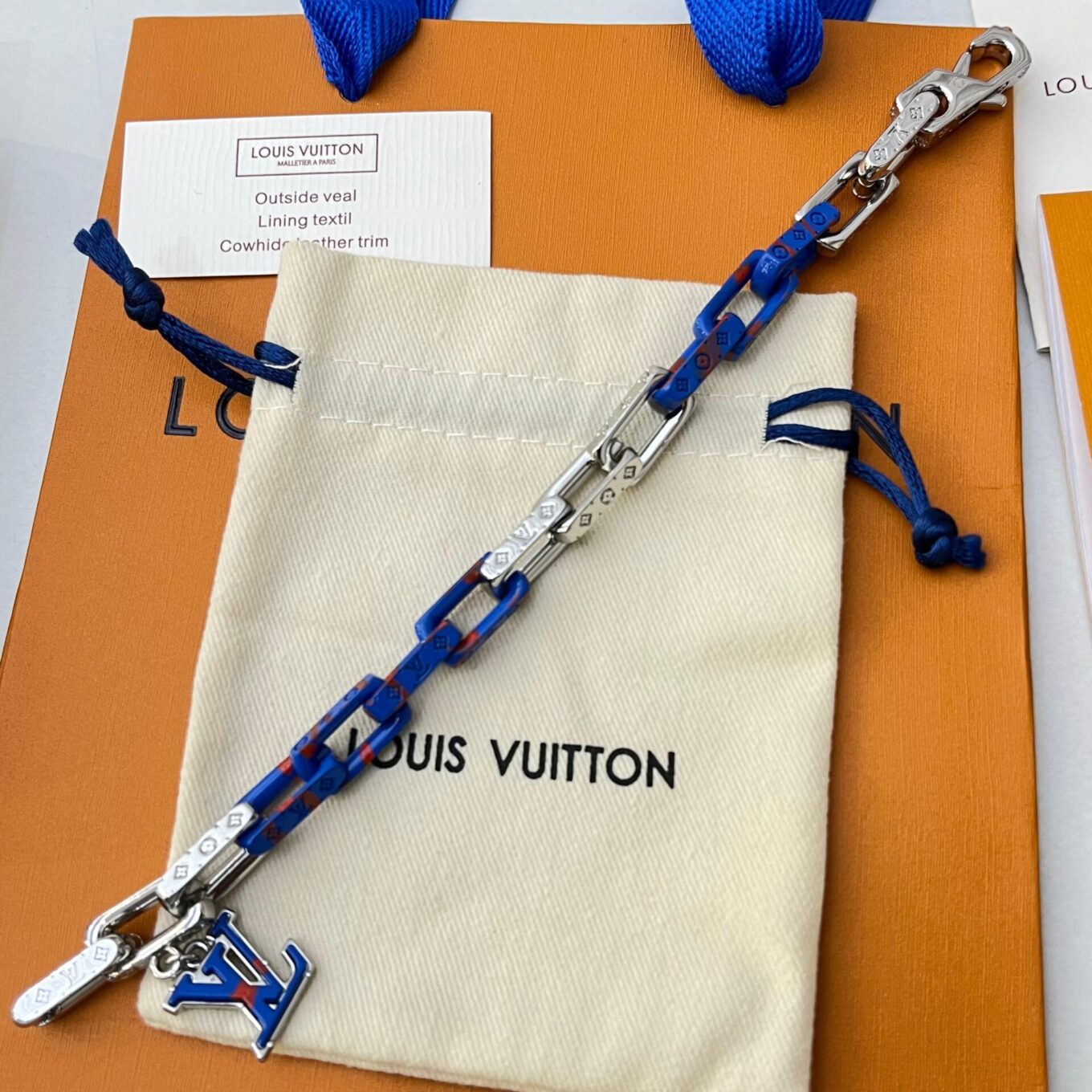 WhatsApp Image 2024-07-06 at 1.12.50 PM Louis Vuitton Monogram Blue Silver Chain Bracelet