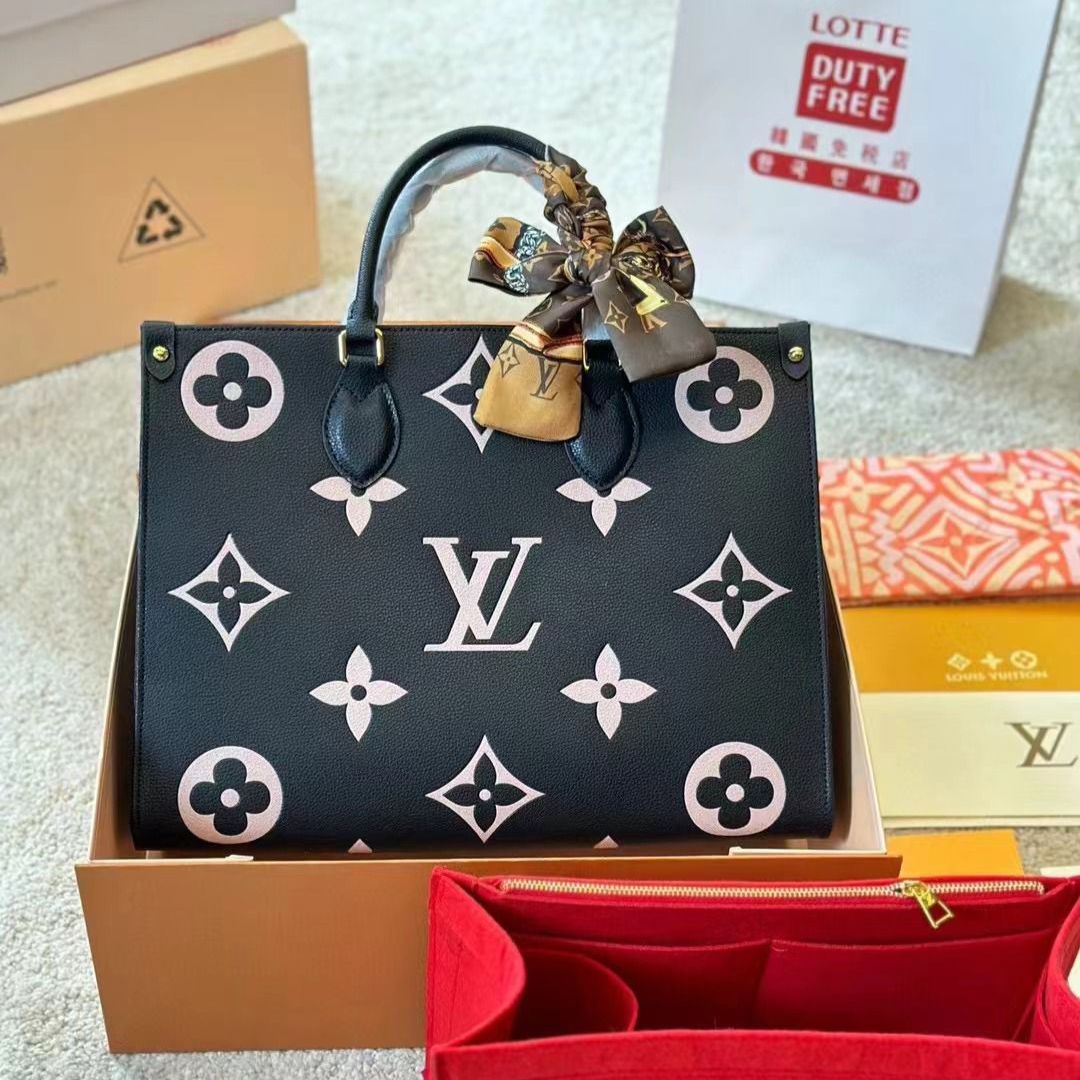 Louis Vuitton Black Bicolor On The Go 35cm Premium Handbag (Double Box Packaging)