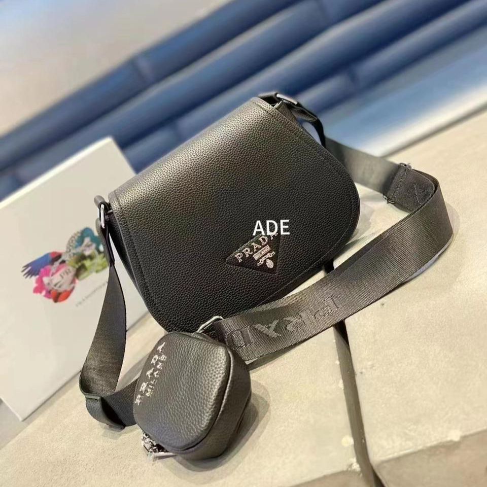 Prada Vitello Black Pochette Bag (With Box)