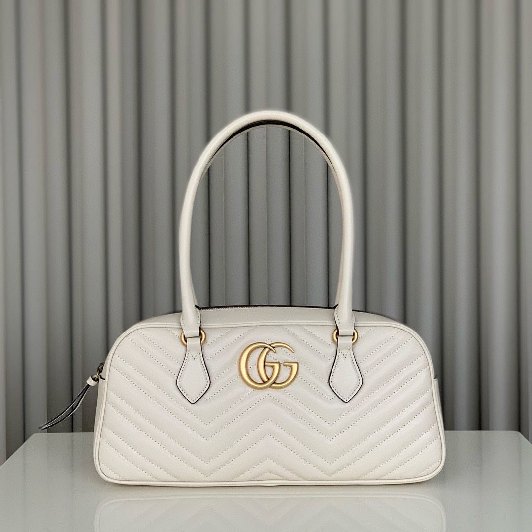 Gucci GG Marmont White Bowling Bag (With Box)