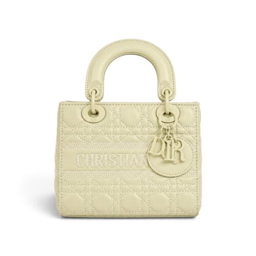 Dior Off White Matte Lady Dior Handbag (With Box)