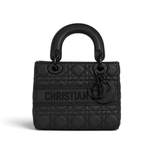 Dior Black Matte Lady Dior Handbag (With Box)