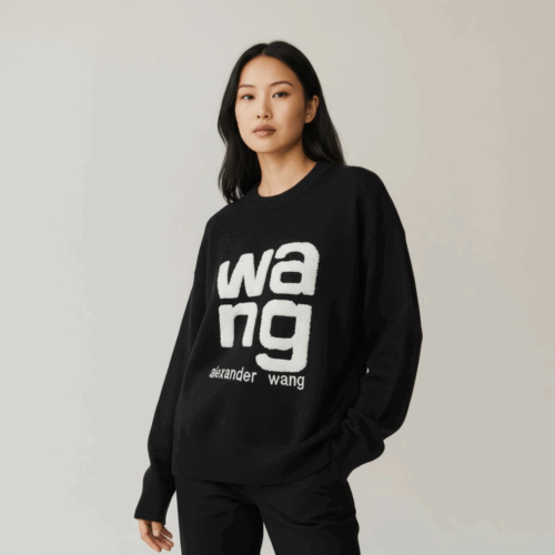 Photoroom_20251128_192641 Alexander Wang Black Knitted Full Sleeve Warm Pullover